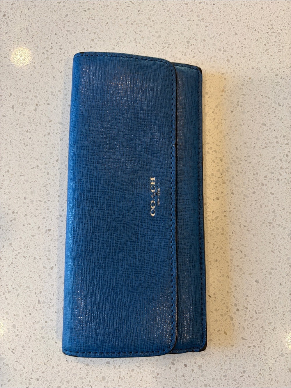 Coach Slim Envelope Wallet in Crossgrain Leather Blue